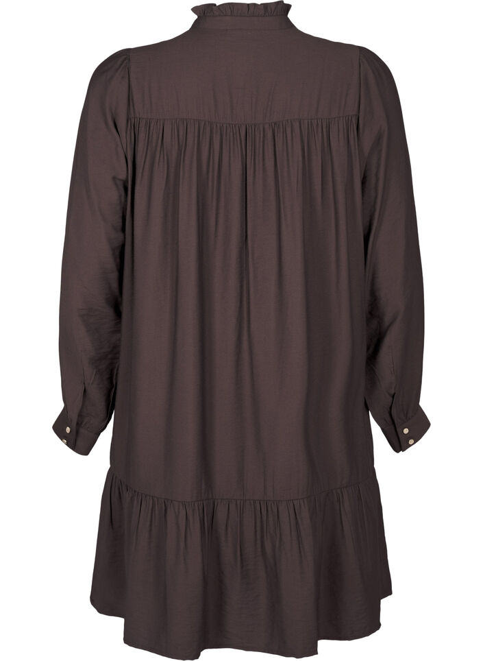 Short dress with ruffle collar, Seal Brown, Packshot image number 1