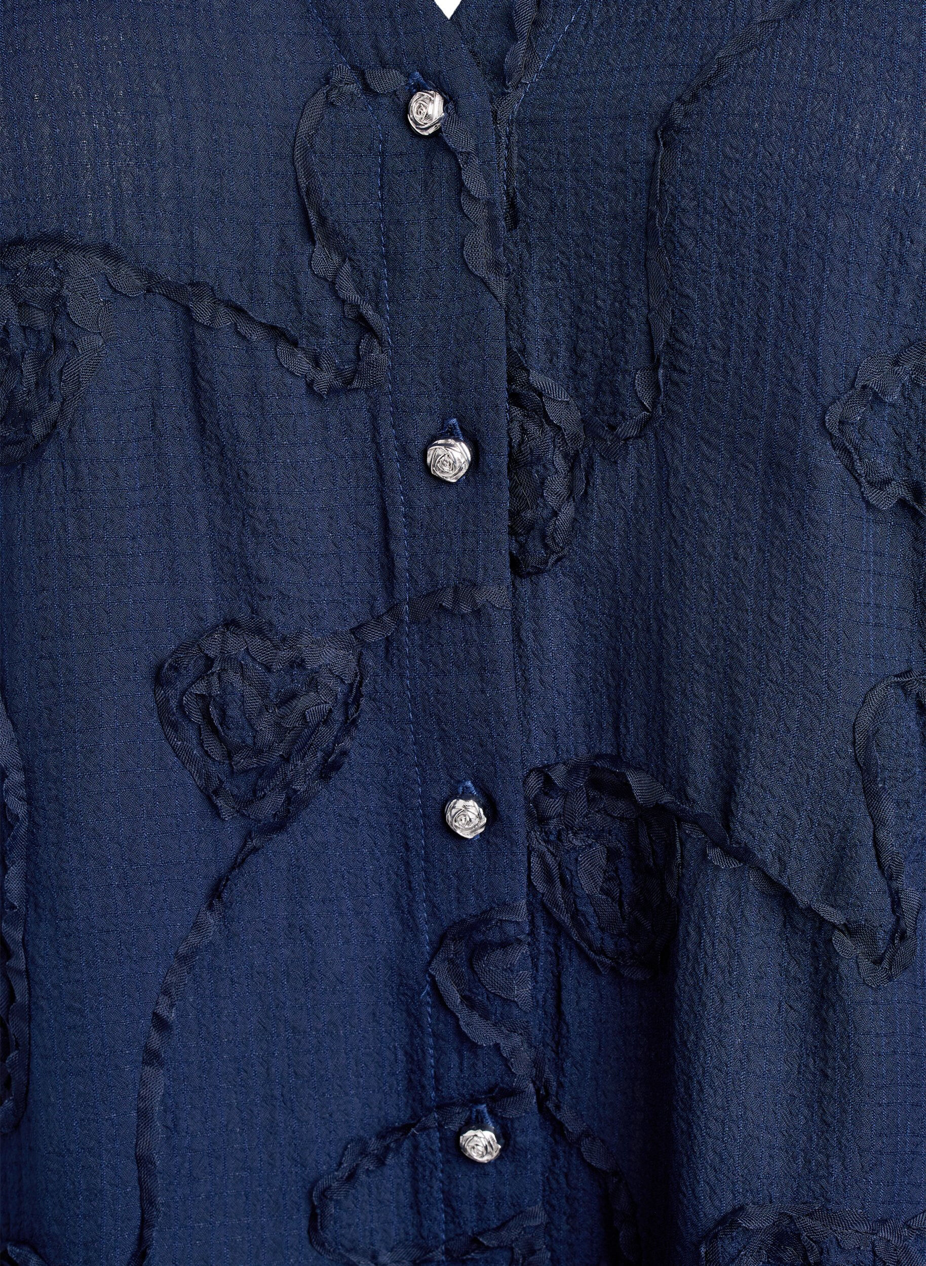 Zizzifashion Short-sleeved shirt blouse with 3D floral effect, Blue, Packshot image number 2