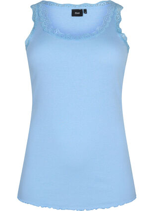 Top with lace trim, Blue, Packshot image number 0