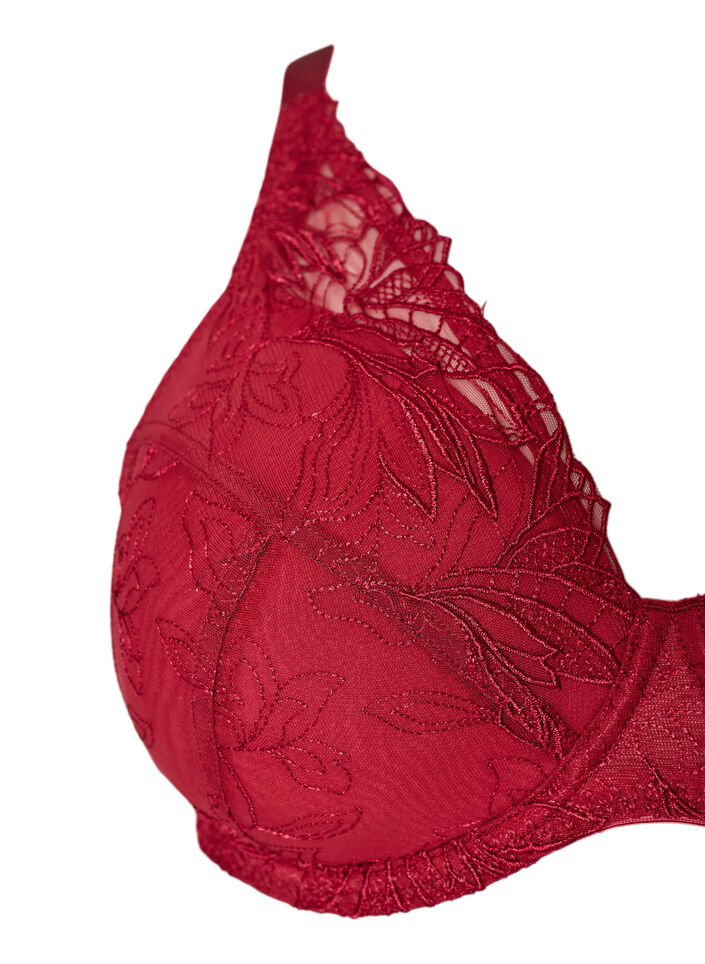 Padded lace bra with underwire, Red, Packshot image number 2