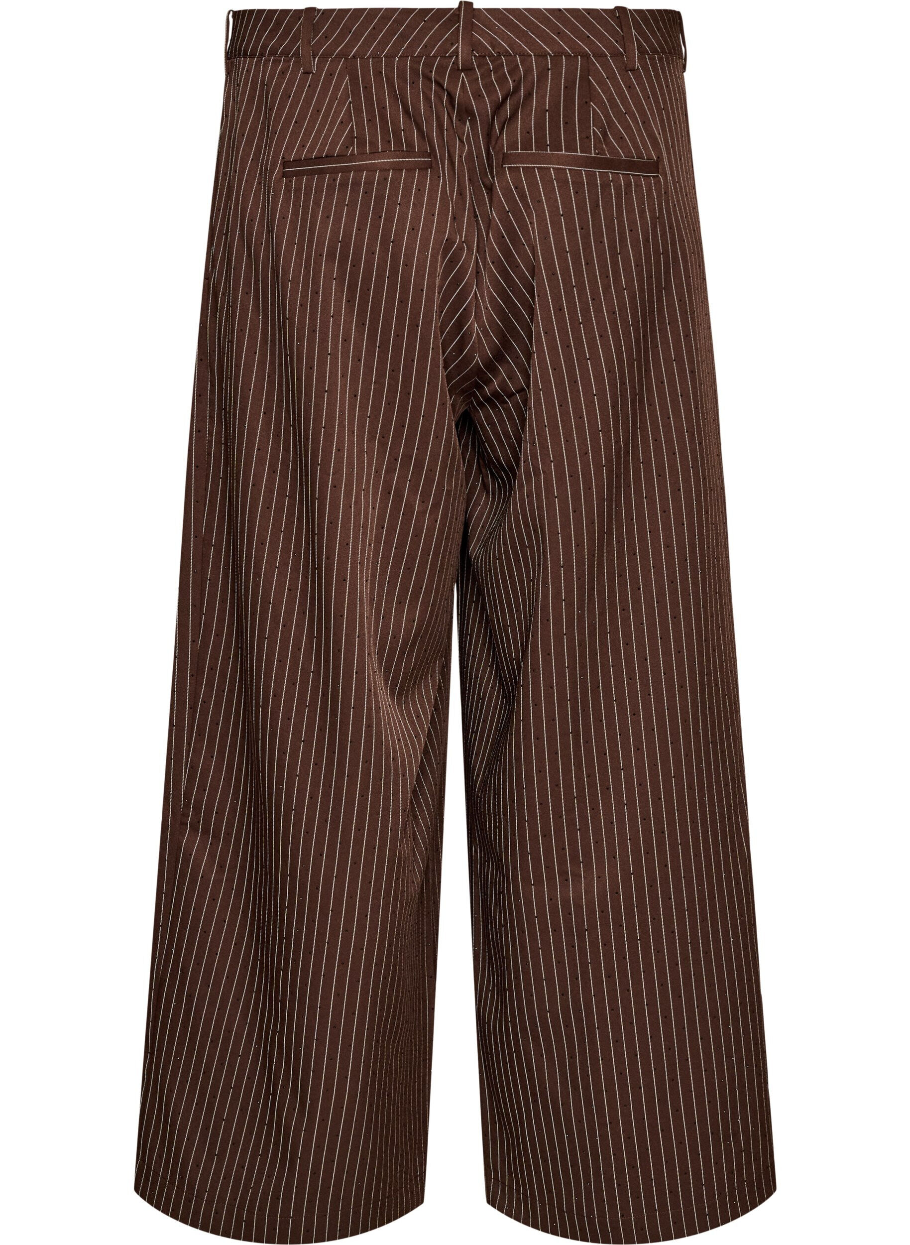 ZizzifashionPinstripe trousers with rhinestones and wide legs, Brown, Packshot image number 1