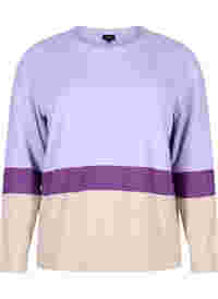 Striped knitted jumper with round neckline