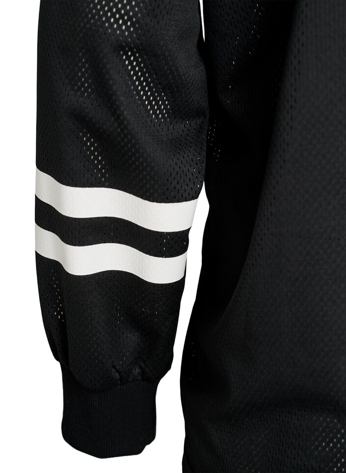 Sporty mesh top with text print, Black, Packshot image number 3