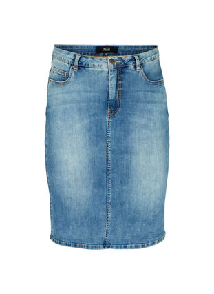 Denim skirt with pockets, Blue denim, Packshot image number 0