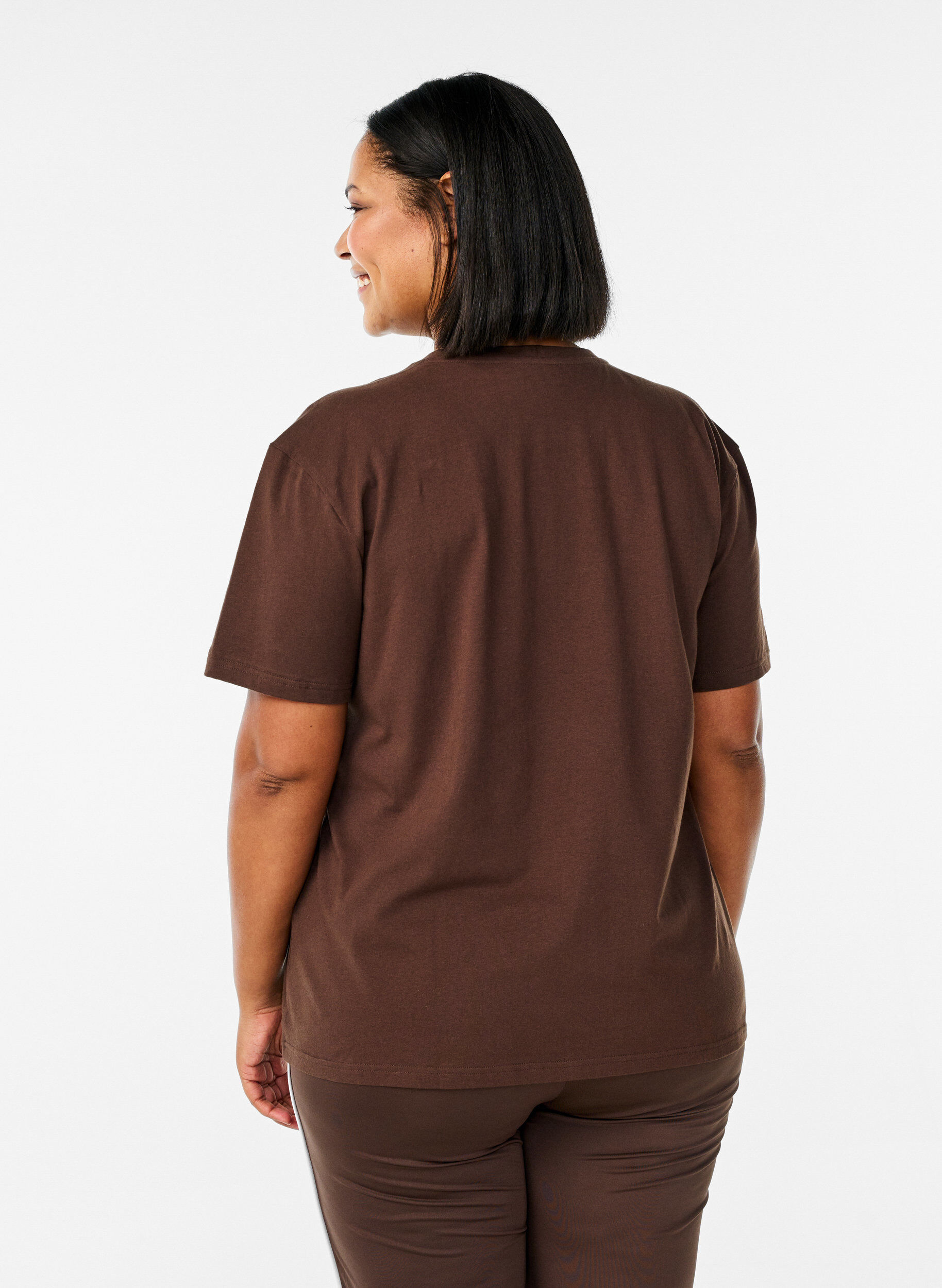 ZizzifashionSporty T-shirt in organic cotton, Brown, Model image number 2
