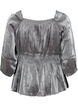 Silver-colored blouse with 3/4 sleeves and smock, Dark Silver, Packshot image number 1
