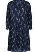 Midi dress with long sleeves, Navy B. Feather AOP, Packshot image number 0