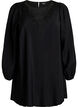 Tunic in viscose with lace detail, Black, Packshot image number 0
