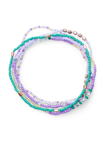 5-pack of beaded bracelets, Purple Mix, Packshot image number 0