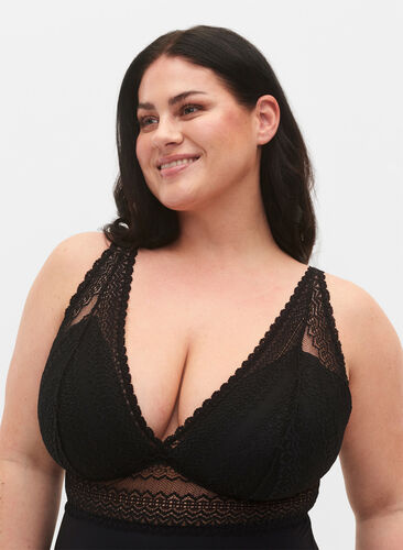 Body with lace and lightly padded cups, Black, Model image number 2