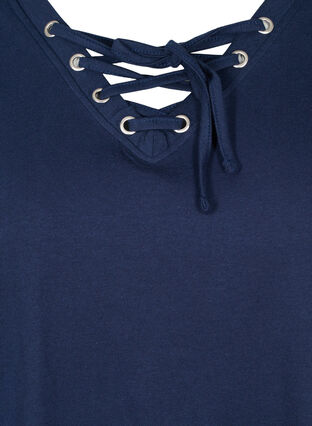 Organic cotton t-shirt with tie-string detail, Navy Blazer, Packshot image number 2