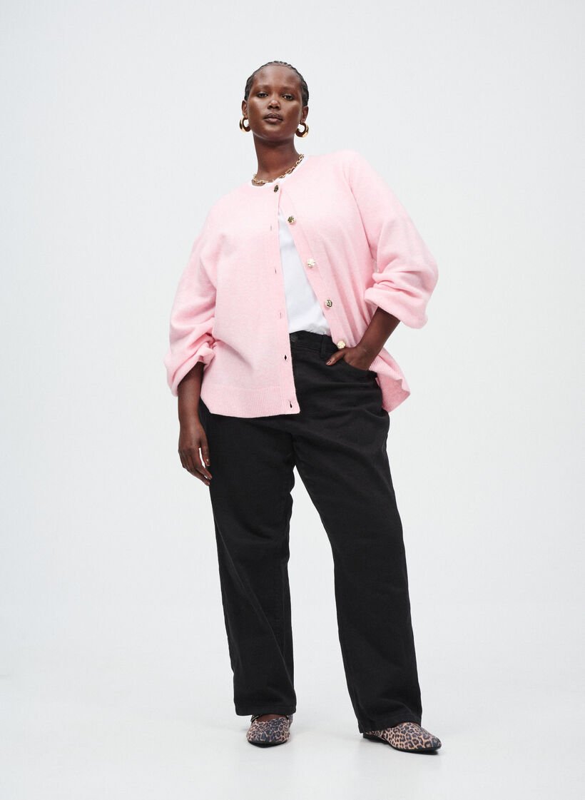 Loose jeans with cropped length, Black, Image