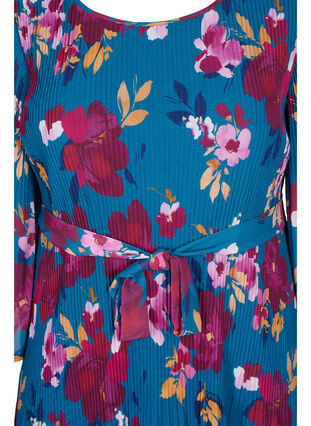 Printed pleated dress with tie string, Blue Coral Flower, Packshot image number 2