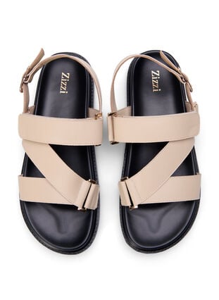 Wide fit leather sandal with adjustable straps, Irish Cream, Packshot image number 2