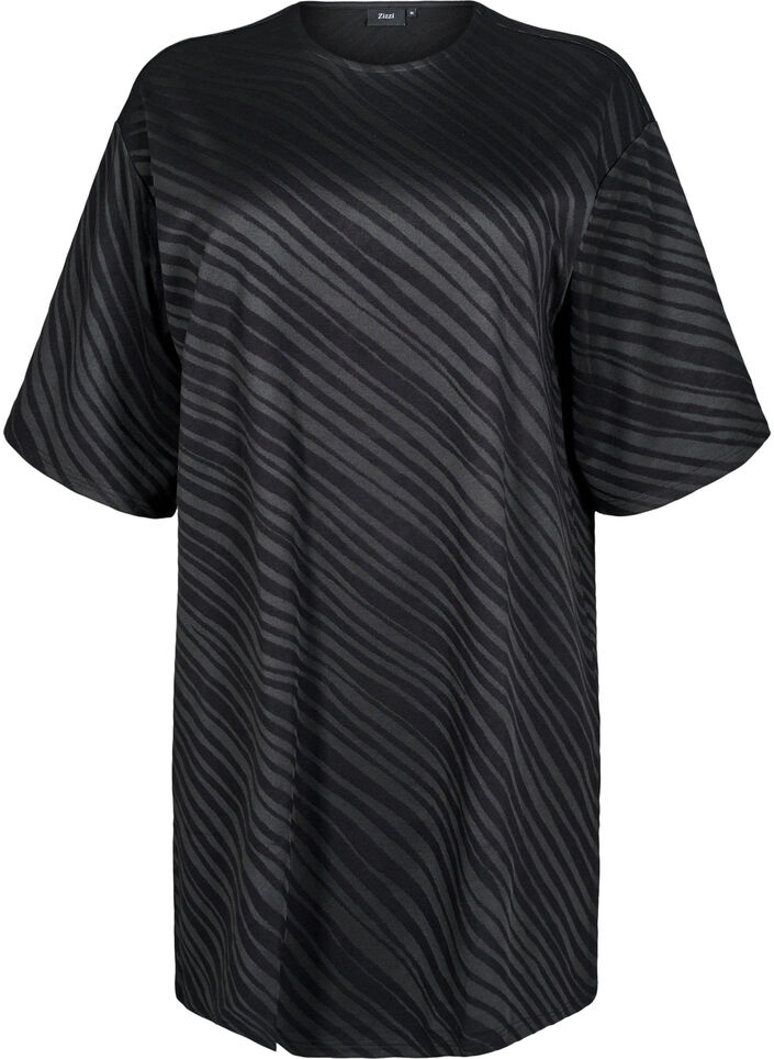 Patterned dress with 3/4 sleeves, Black, Packshot image number 0
