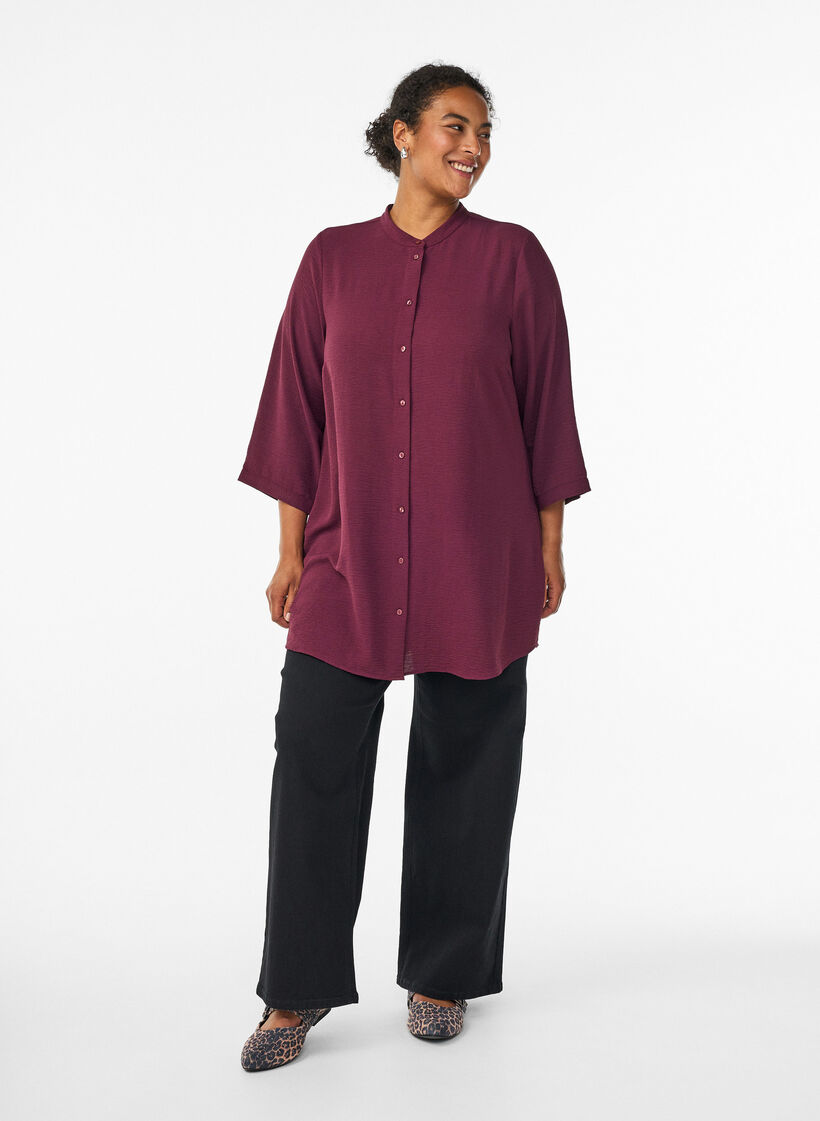Tunic with 3/4 sleeves, Dark Bordeaux, Model image number 1