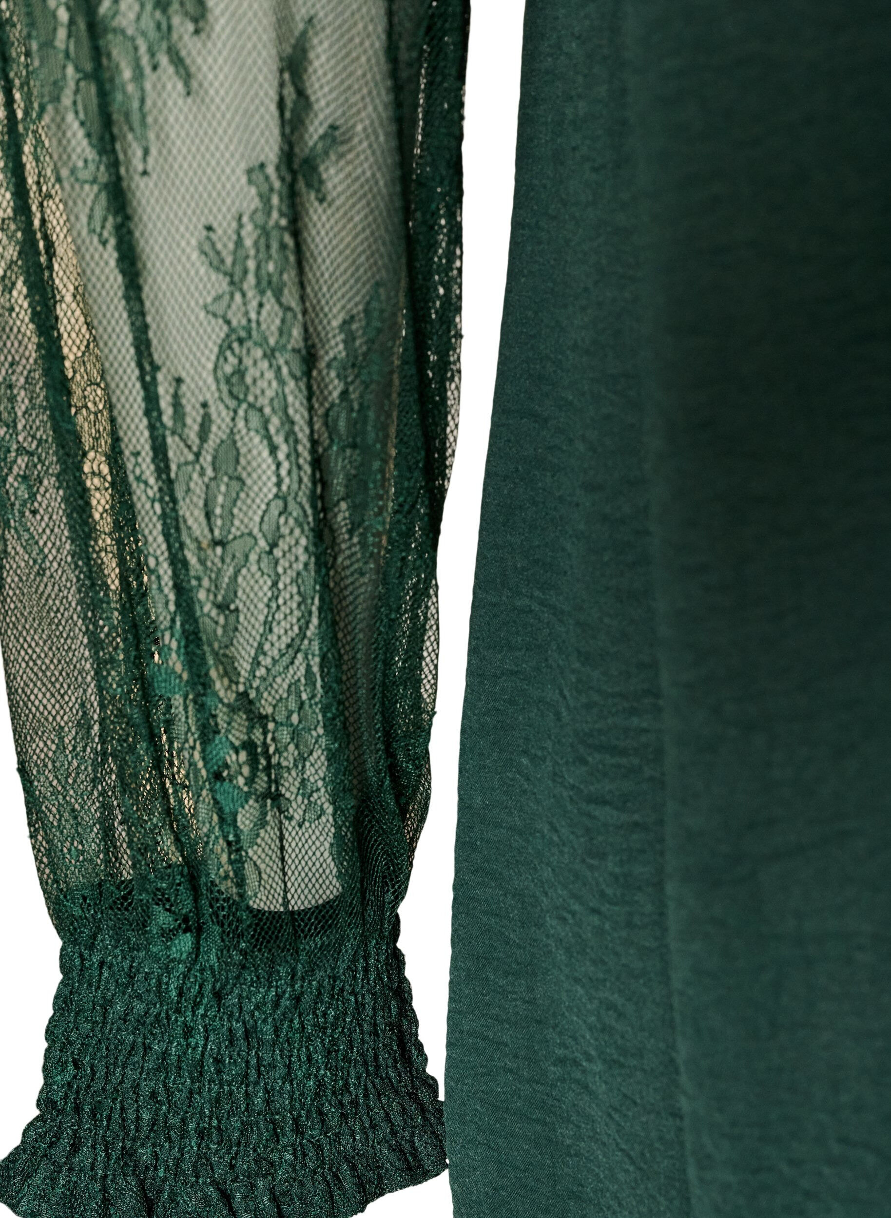 ZizzifashionTunic with sheer lace sleeves, Green, Packshot image number 4