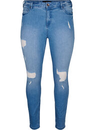 Amy jeans with super slim fit and ripped details, Blue denim, Packshot