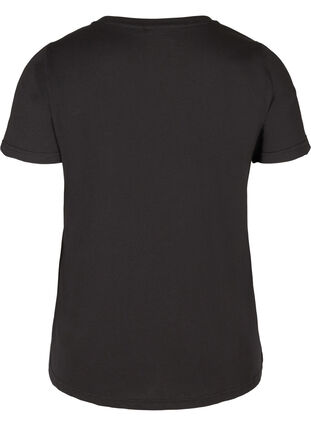 Short-sleeved cotton t-shirt with print, Black Embrace, Packshot image number 1