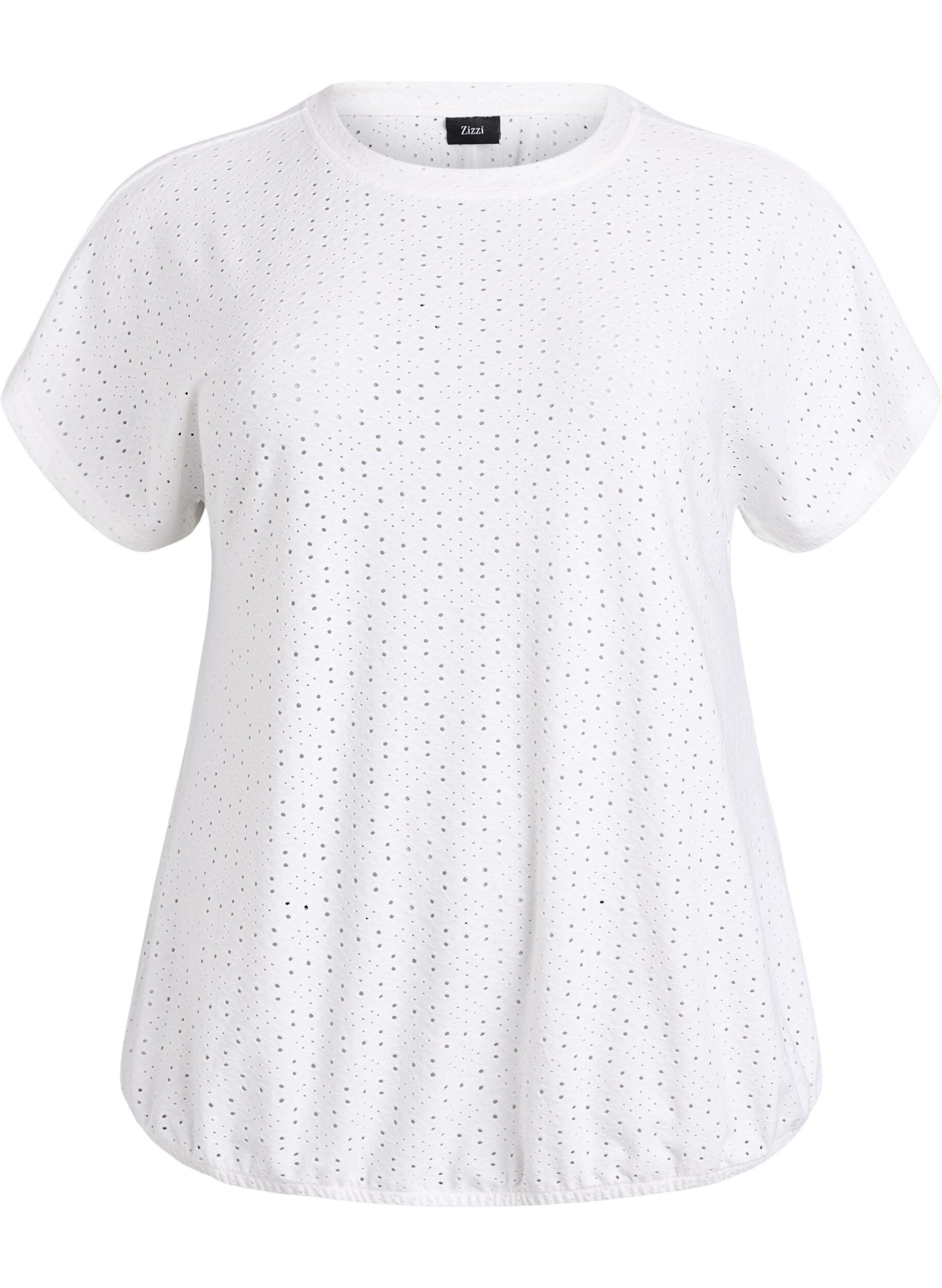 ZizzifashionBlouse with eyelet embroidery and balloon-effect, White, Packshot image number 0