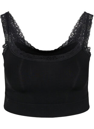 Soft bra with lace, Black, Packshot image number 0