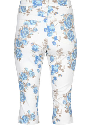 Amy high waist capri jeans with floral print, White B.AOP, Packshot image number 1