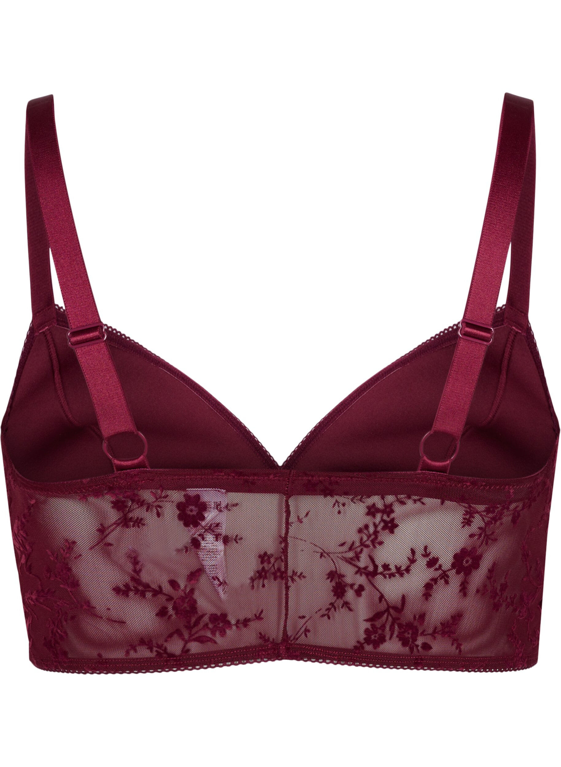 Zizzifashion Light padded lace bra, Bordeaux Ass, Packshot image number 1