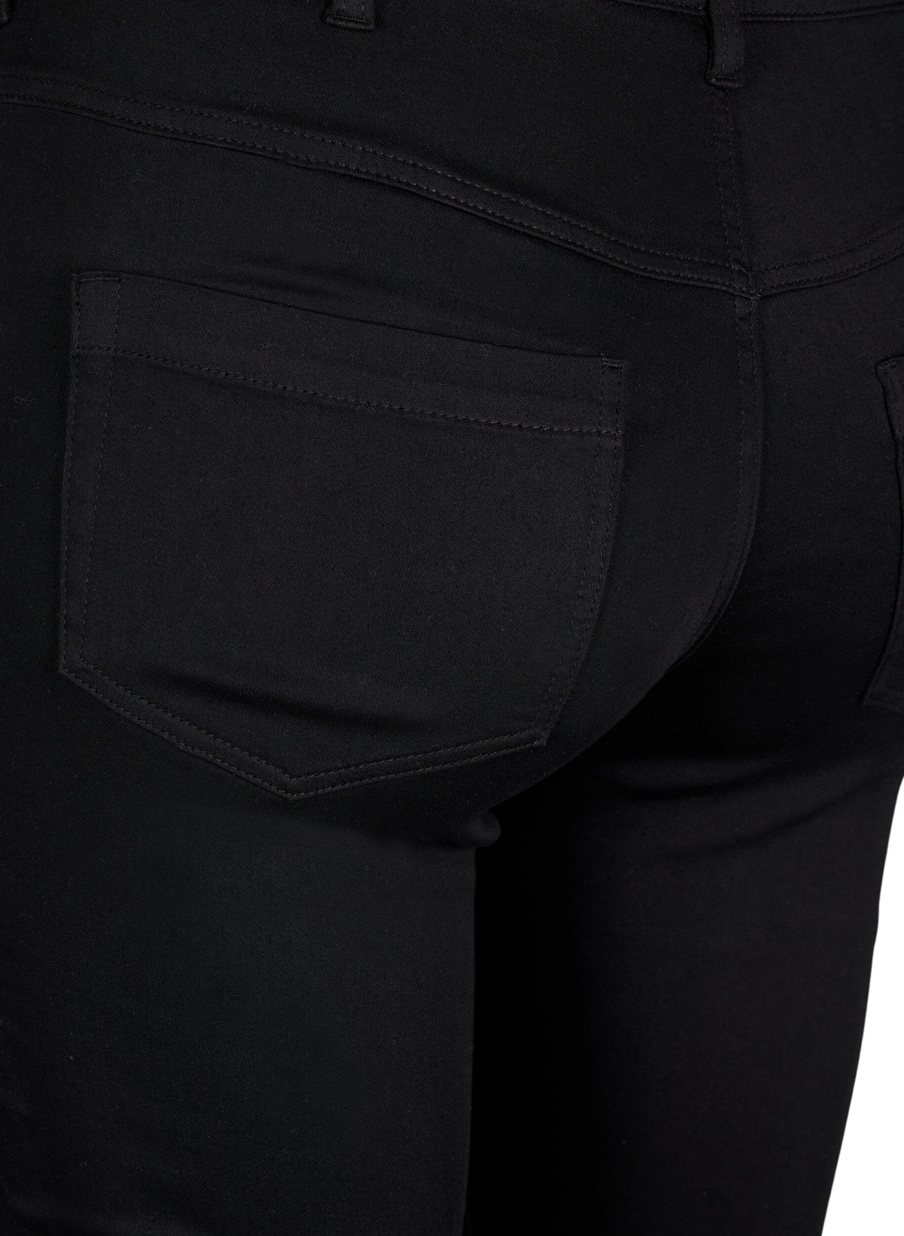 Zizzifashion Super slim Amy jeans with embroidery detail, Black, Packshot image number 3