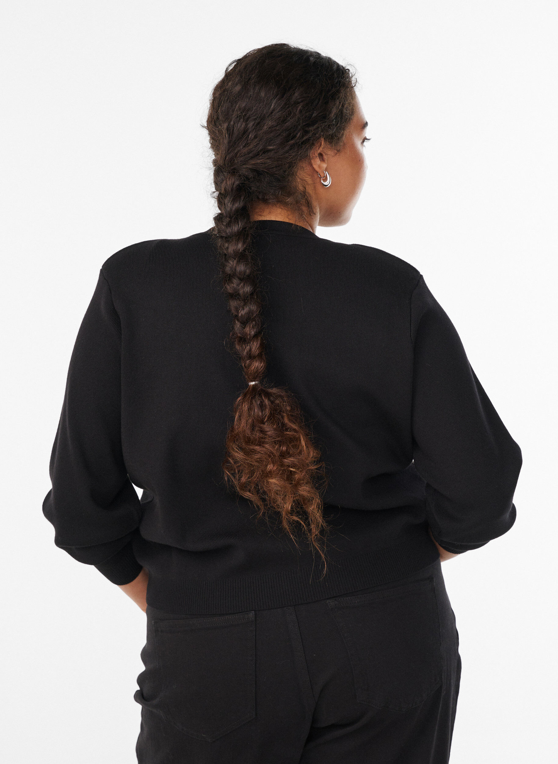 Zizzifashion Cardigan with decorative gold buttons, Black, Model image number 2