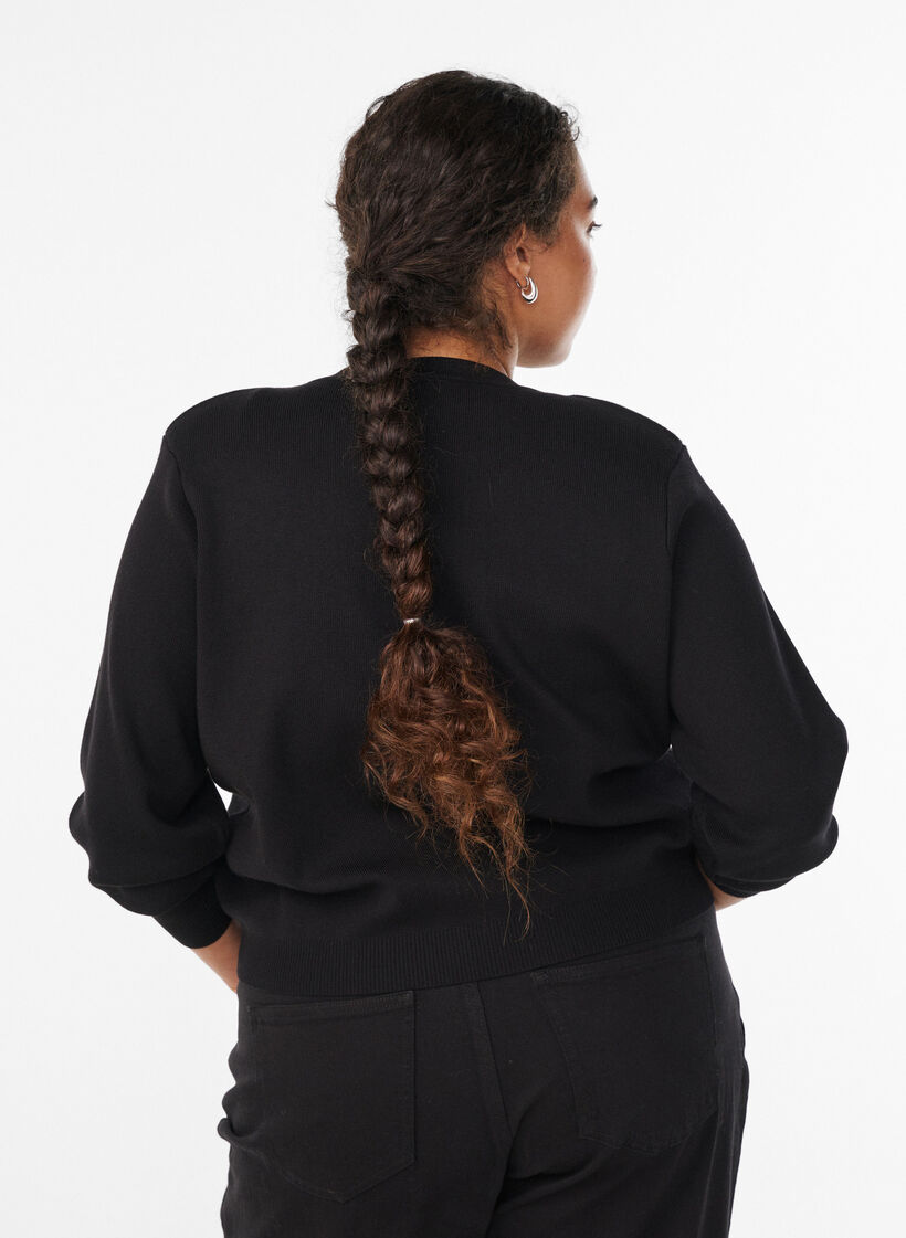 Cardigan with decorative gold buttons, Black, Model image number 2