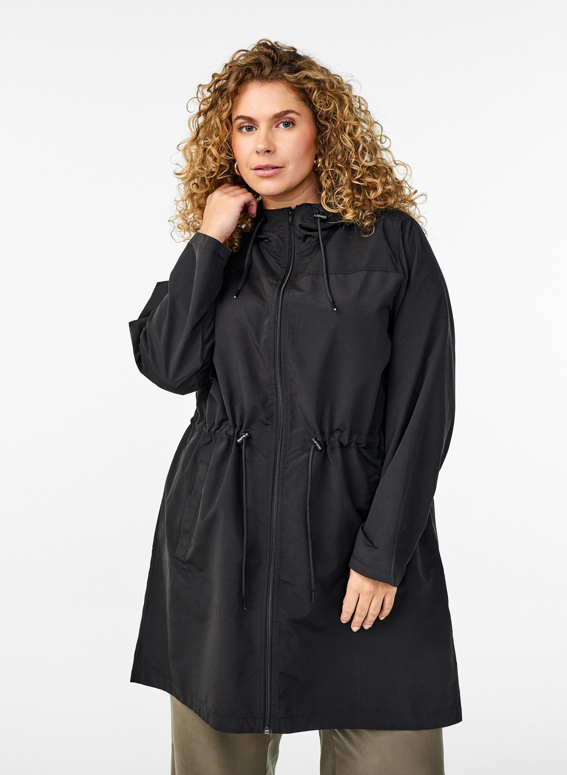 ZizzifashionLightweight parka with a hood, Black, Model image number 0