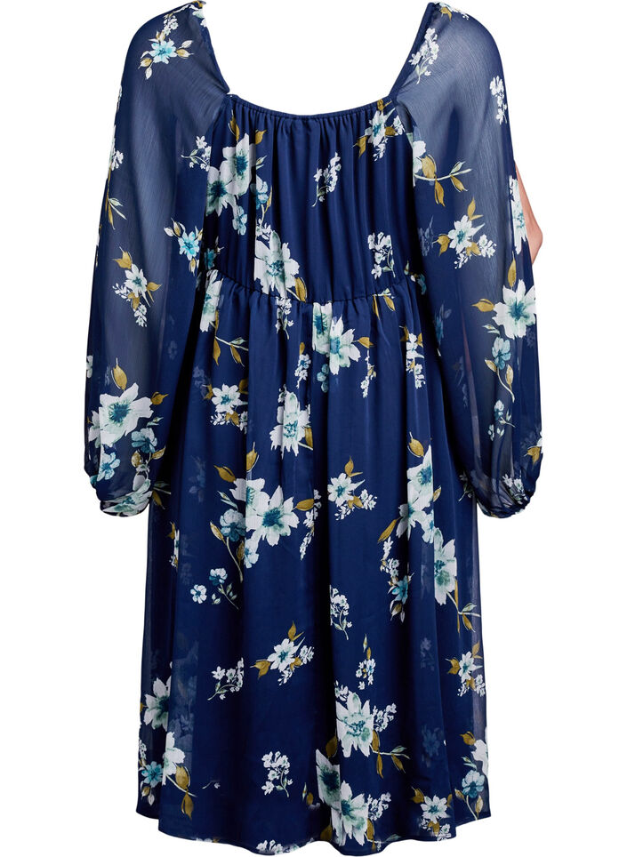Chiffon party dress with long sleeves, Blue, Packshot image number 1