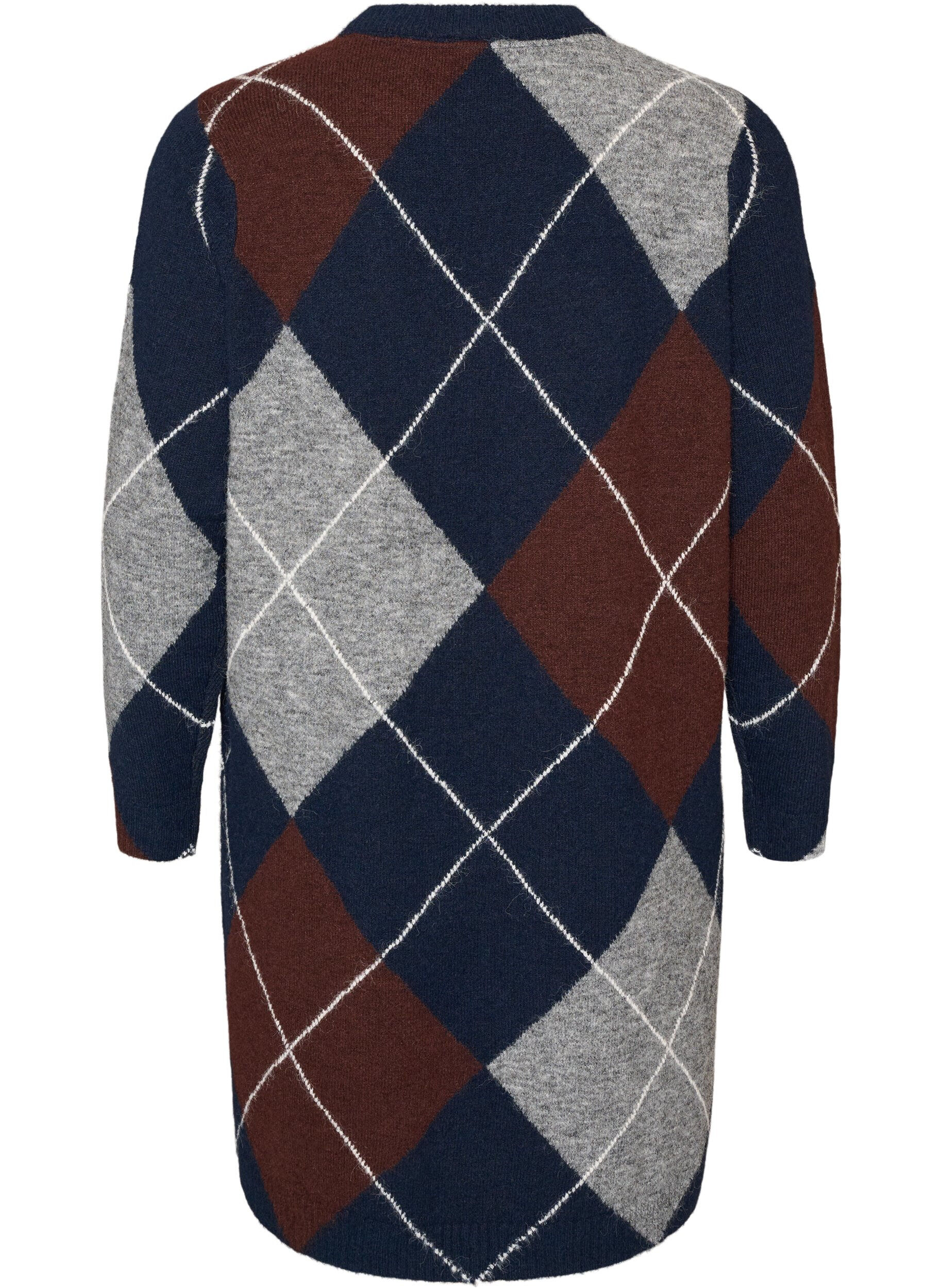 ZizzifashionKnitted dress with large check pattern, Blue, Packshot image number 1