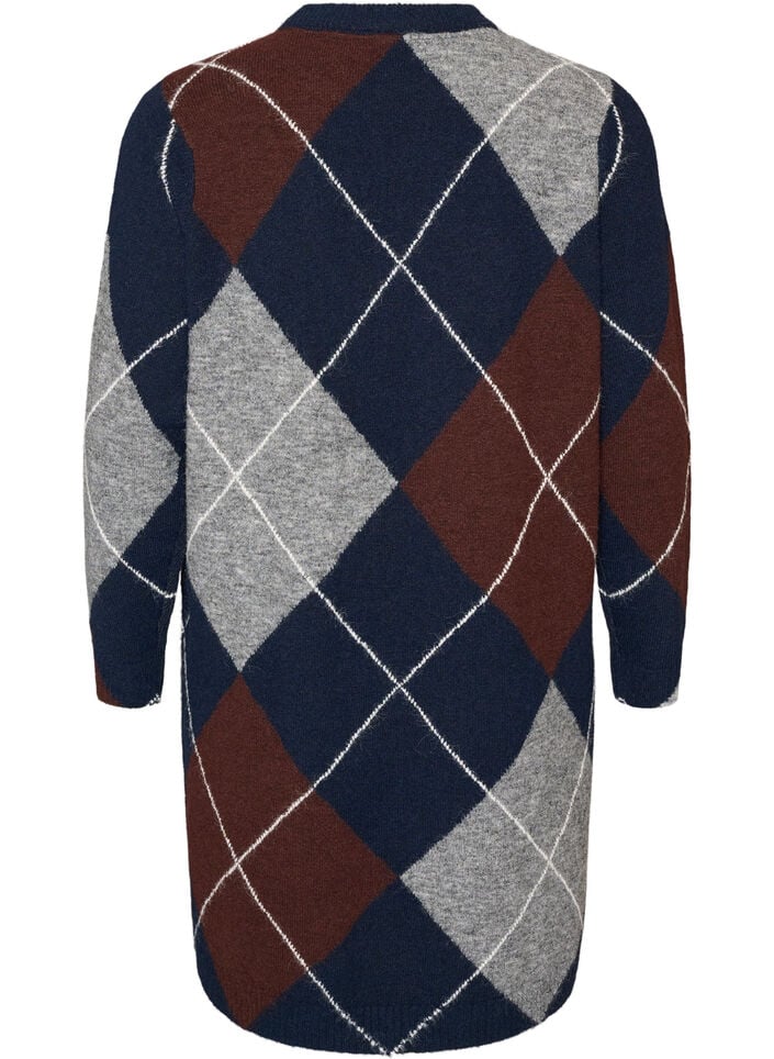 Knitted dress with large check pattern, Blue, Packshot