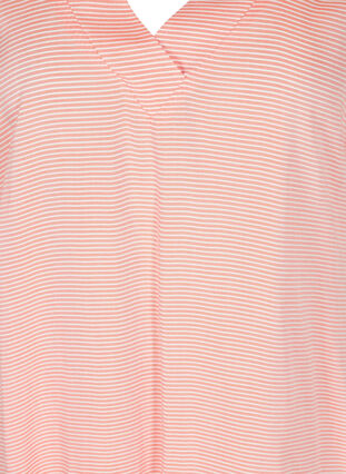 Striped tunic in viscose with short sleeves, Orange Stripe, Packshot image number 2
