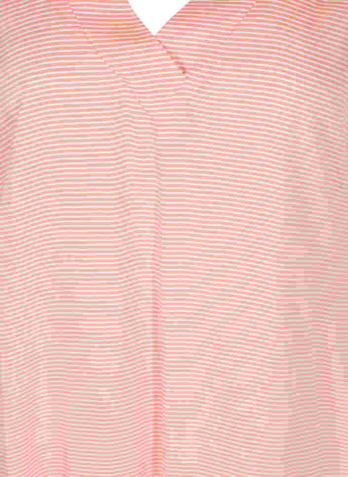 Striped tunic in viscose with short sleeves, Orange Stripe, Packshot image number 2