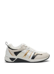 Wide fit trainers, White/Gold, Packshot