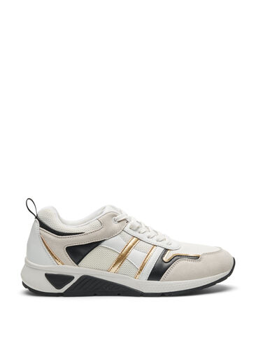 Wide fit trainers, White/Gold, Packshot image number 0