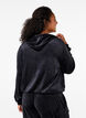 Velour cardigan with hood, Black, Model image number 1