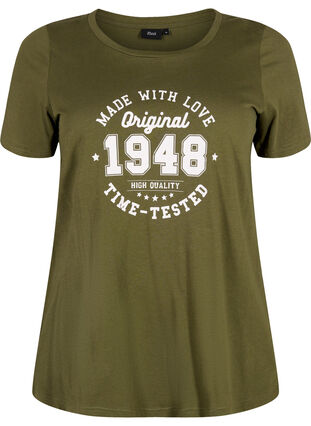 Cotton t-shirt with print on the front, Ivy Green MADE WITH, Packshot image number 0