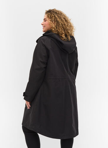 Waterproof jacket with detachable hood, Black, Model image number 1