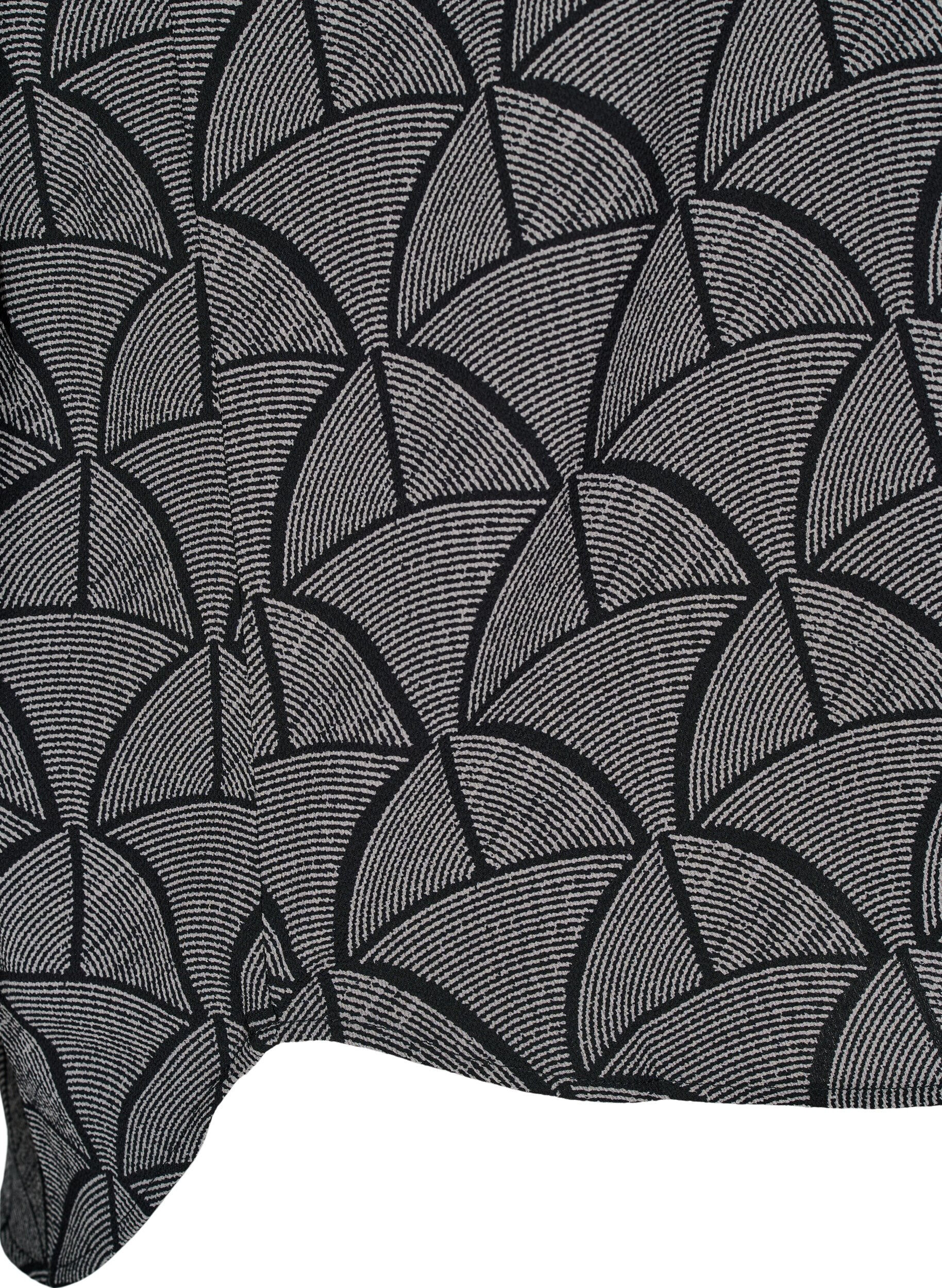 Zizzifashion Short-sleeved blouse with print, Black Grey Graphic , Packshot image number 3