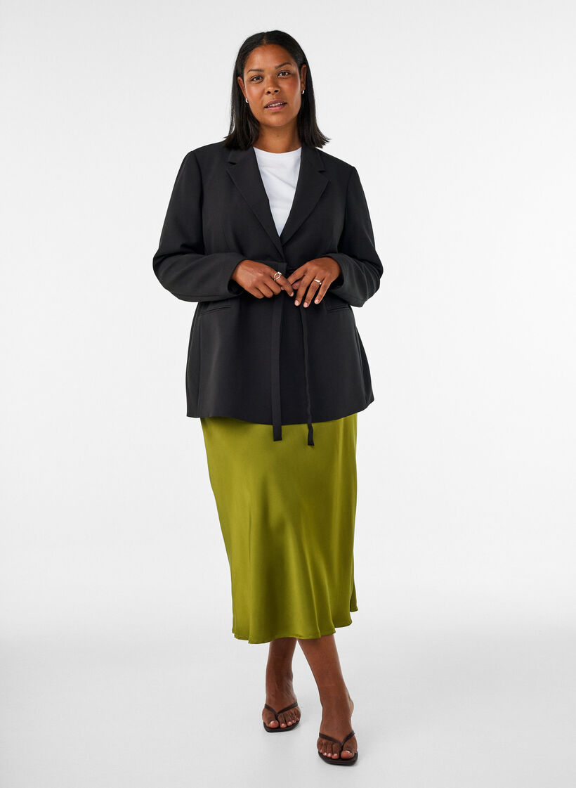 Satin midi skirt, Green, Model