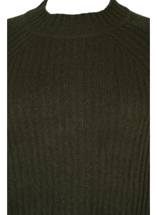 Ribbed Knit Dress with Turtleneck, Forest Night Mel., Packshot image number 2