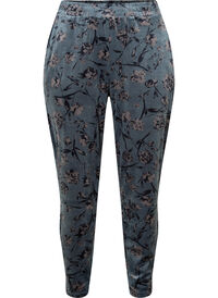 Floral print velour trousers with pockets