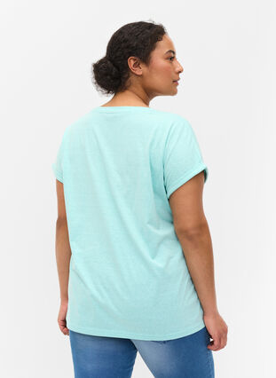 Mottled t-shirt in cotton, Aqua Splash Melange, Model image number 1