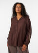 Viscose shirt with embroidered sleeves, Brown, Model image number 0