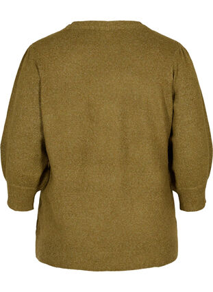 Mottled knitted top with 3/4-length sleeves, Fir Green Mel., Packshot image number 1