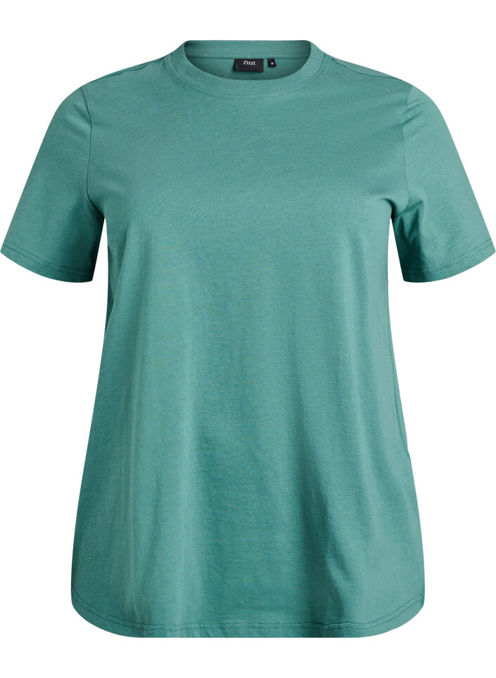 Basic cotton T-shirt with round neck, Green, Packshot image number 0