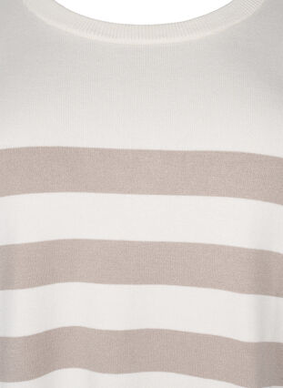 Striped viscose pullover with 3/4 sleeves, Birch/Simply Taupe, Packshot image number 2